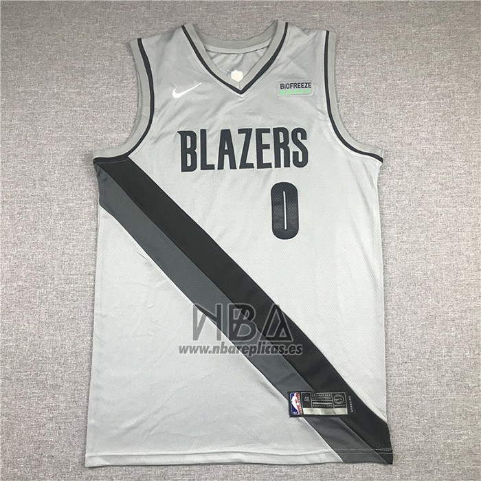 Camiseta Portland Trail Blazers Damian Lillard NO 0 Earned 2020-21 Gris